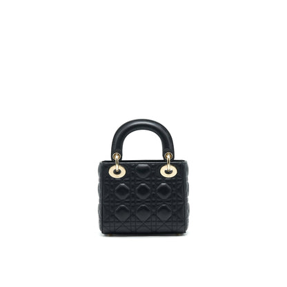 Dior Mini Lady Dior Tote Purse Lambskin Black