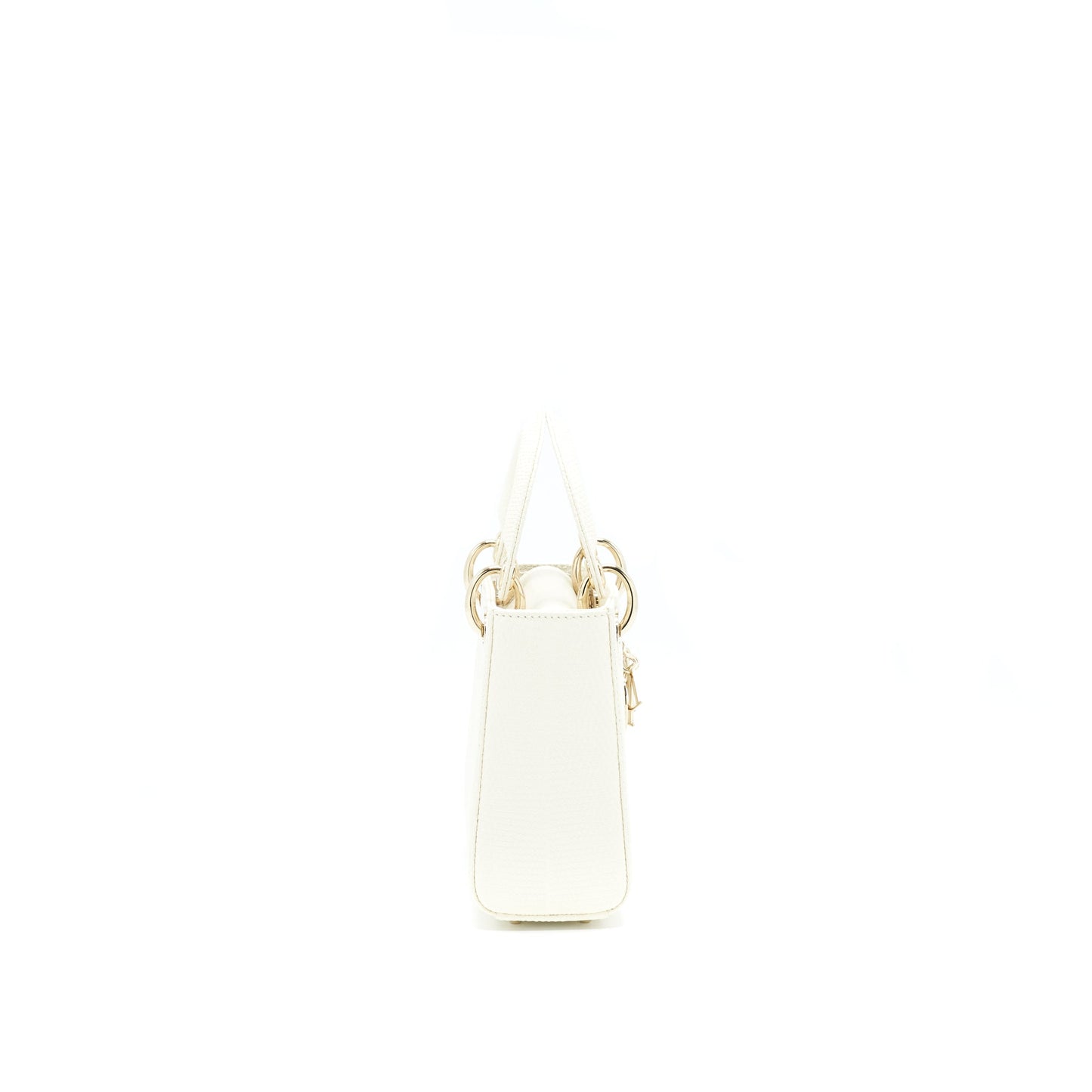 Dior Lizard Mini Lady Dior Purse White