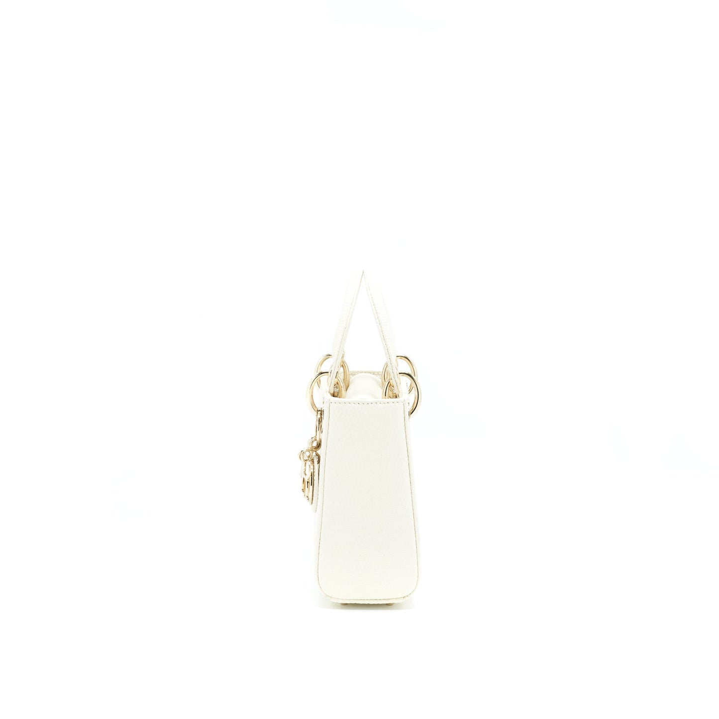 Dior Lizard Mini Lady Dior Purse White