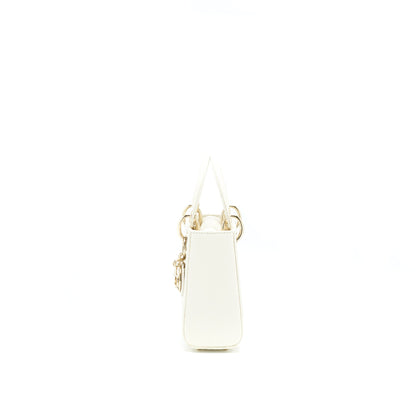 Dior Lizard Mini Lady Dior Purse White