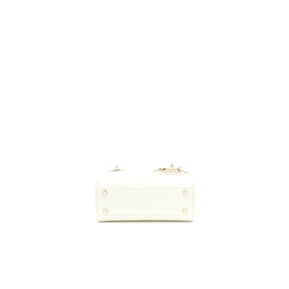 Dior Lizard Mini Lady Dior Purse White
