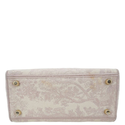 CHRISTIAN DIOR Lady Dior D-Lite Embroidered Canvas Shoulder Bag Beige