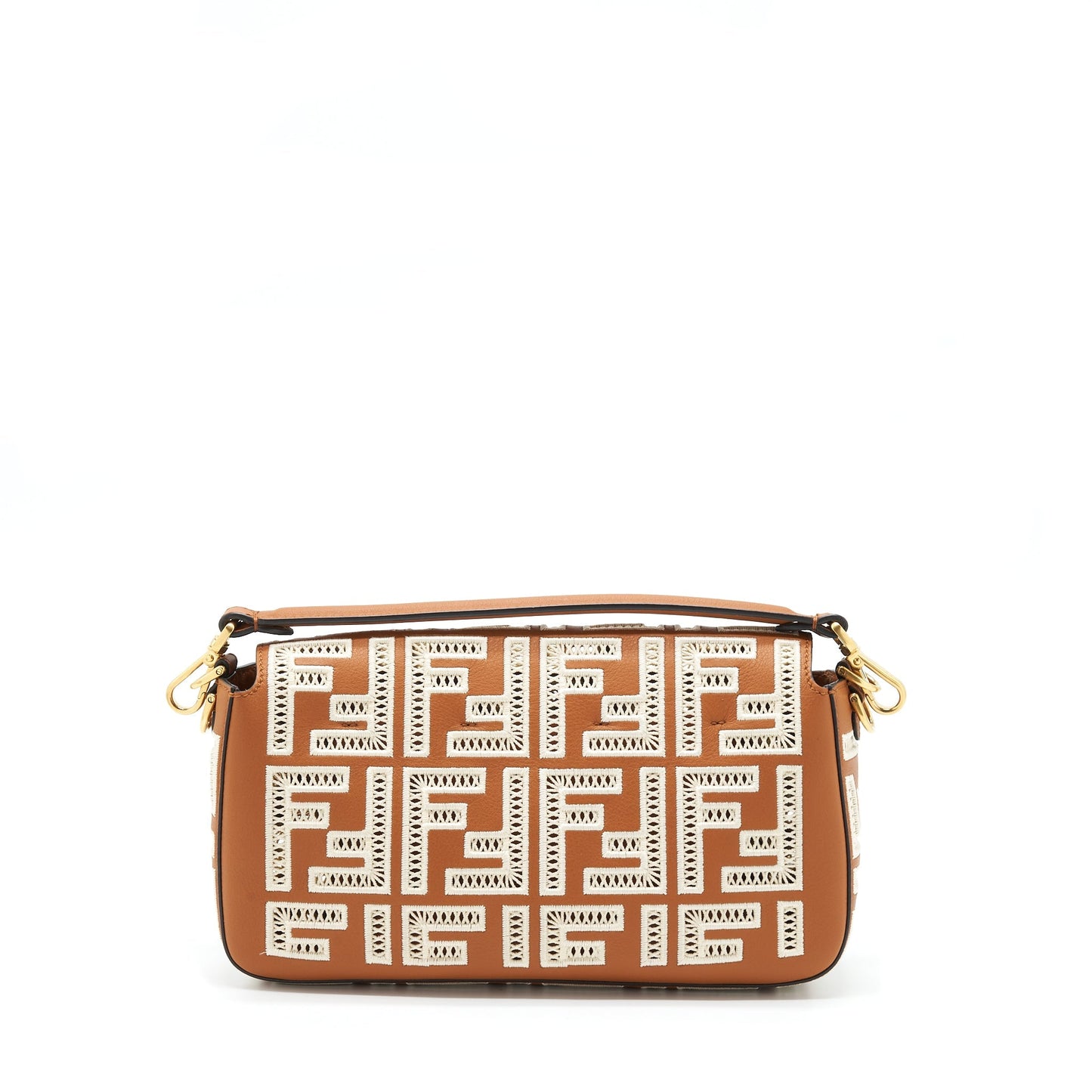 Fendi Baguette Calfskin Brown And White
