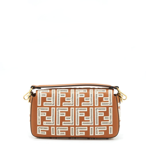 Fendi Baguette Calfskin Brown And White