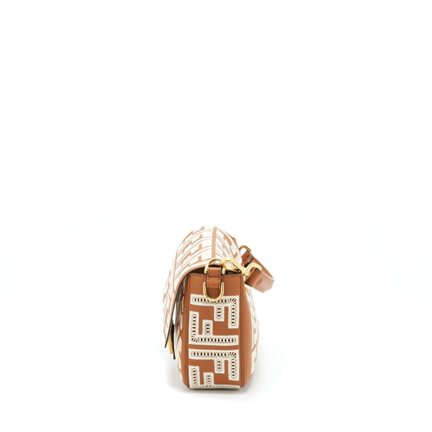 Fendi Baguette Calfskin Brown And White