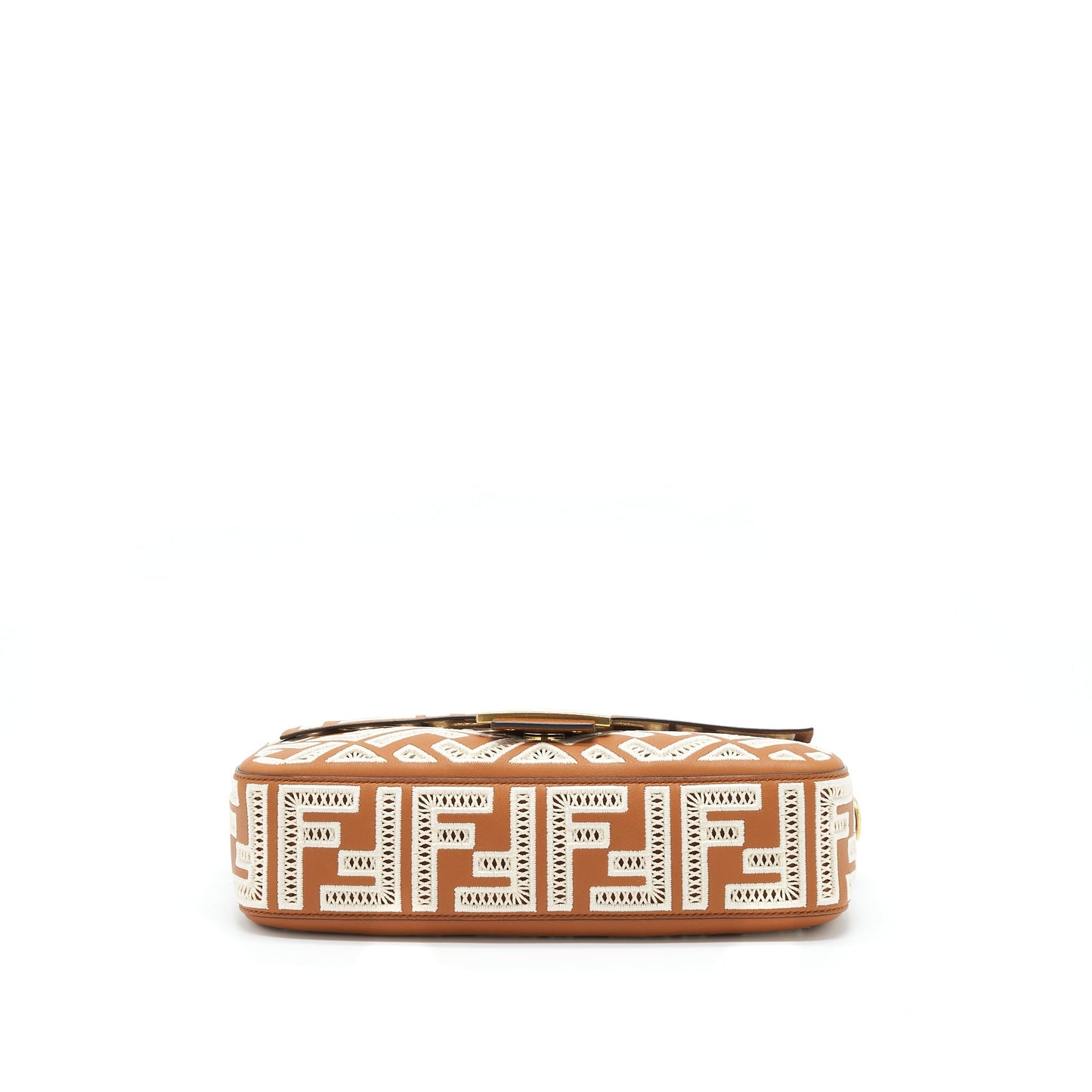 Fendi Baguette Calfskin Brown And White