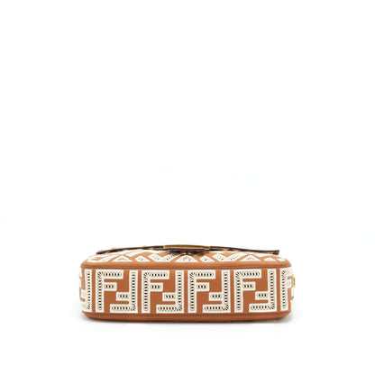 Fendi Baguette Calfskin Brown And White