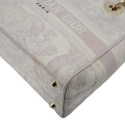 CHRISTIAN DIOR Lady Dior D-Lite Embroidered Canvas Shoulder Bag Beige