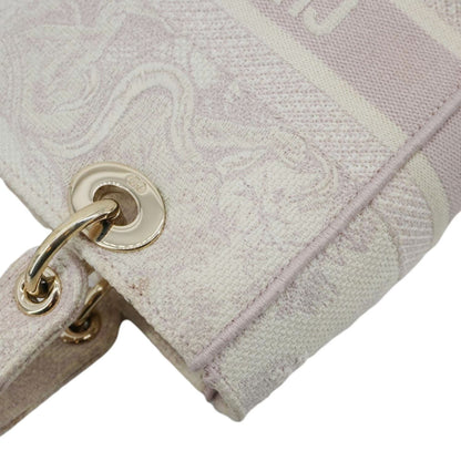 CHRISTIAN DIOR Lady Dior D-Lite Embroidered Canvas Shoulder Bag Beige