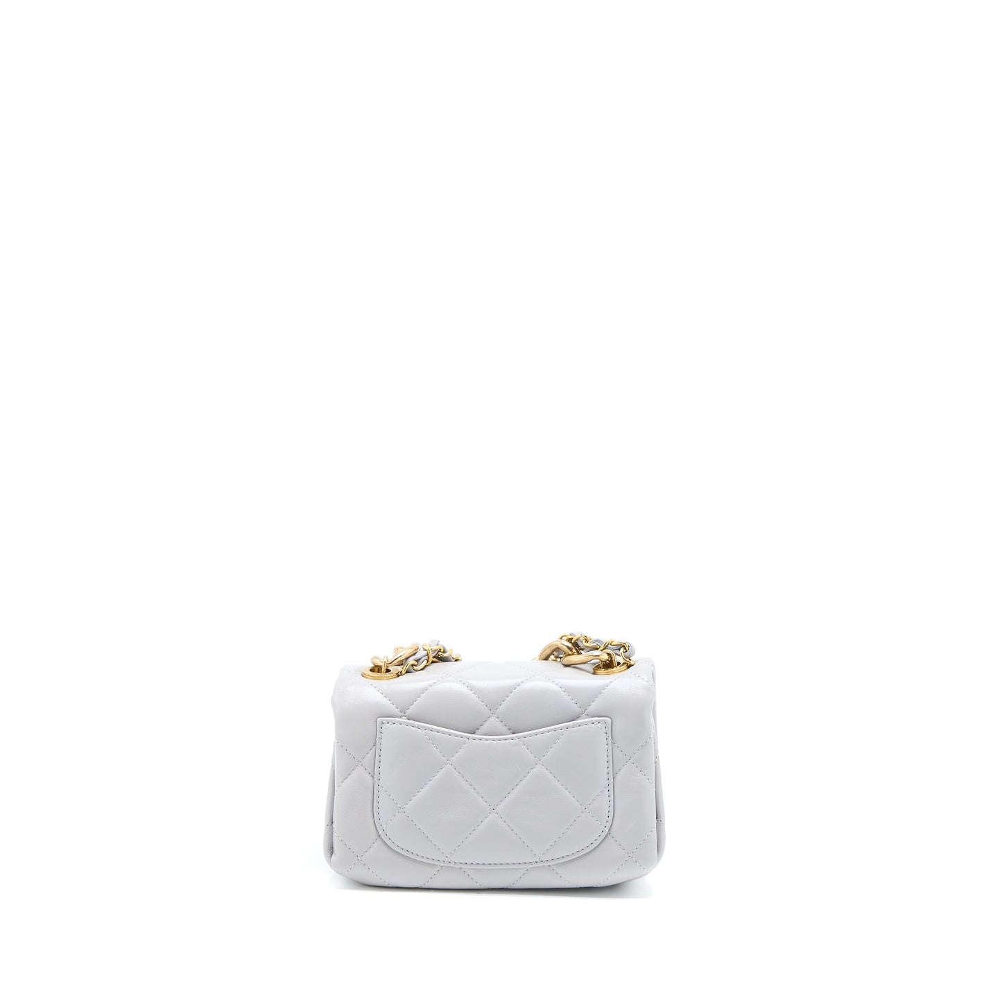 Chanel Quilted Mini Flap Bag Lambskin Light Grey GHW (Microchip)
