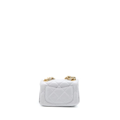 Chanel Quilted Mini Flap Bag Lambskin Light Grey GHW (Microchip)