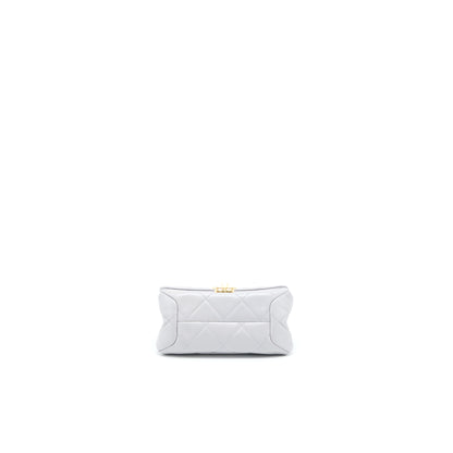 Chanel Quilted Mini Flap Bag Lambskin Light Grey GHW (Microchip)