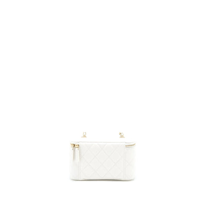 Chanel Long Vanity With Chain Caviar White LGHW (Microchip)