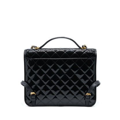 Chanel 22K Large Backpack Patent Black Brushed GHW (Microchip)