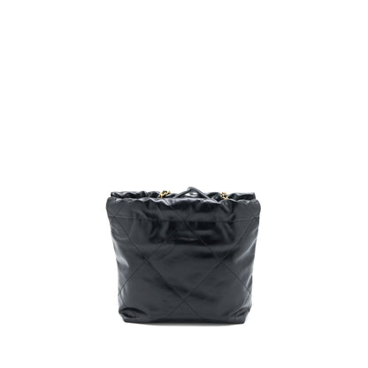 Chanel 23s Mini 22 Bag Aged Calfskin Black Brushed GHW (Microchip)