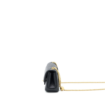 Chanel 23S Camellia Chain Mini Rectangular Lambskin Black Brushed GHW (Microchip)