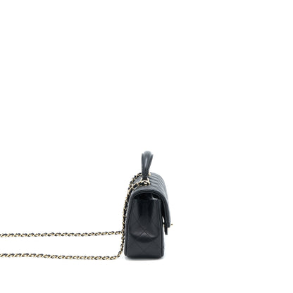 Chanel Top Handle Mini Rectangular Flap Bag Lambskin Black LGHW (Microchip)