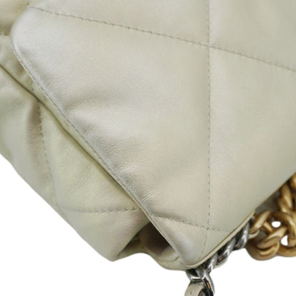CHANEL Iridescent 19 Flap Calfskin Quilted Leather Shoulder Bag Metallic Gold