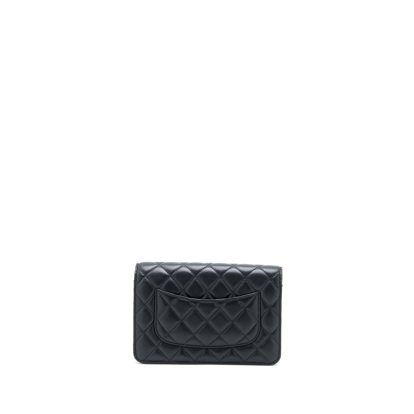 Chanel Pearl Crush Wallet On Chain Lambskin Black Brushed GHW (Microchip)