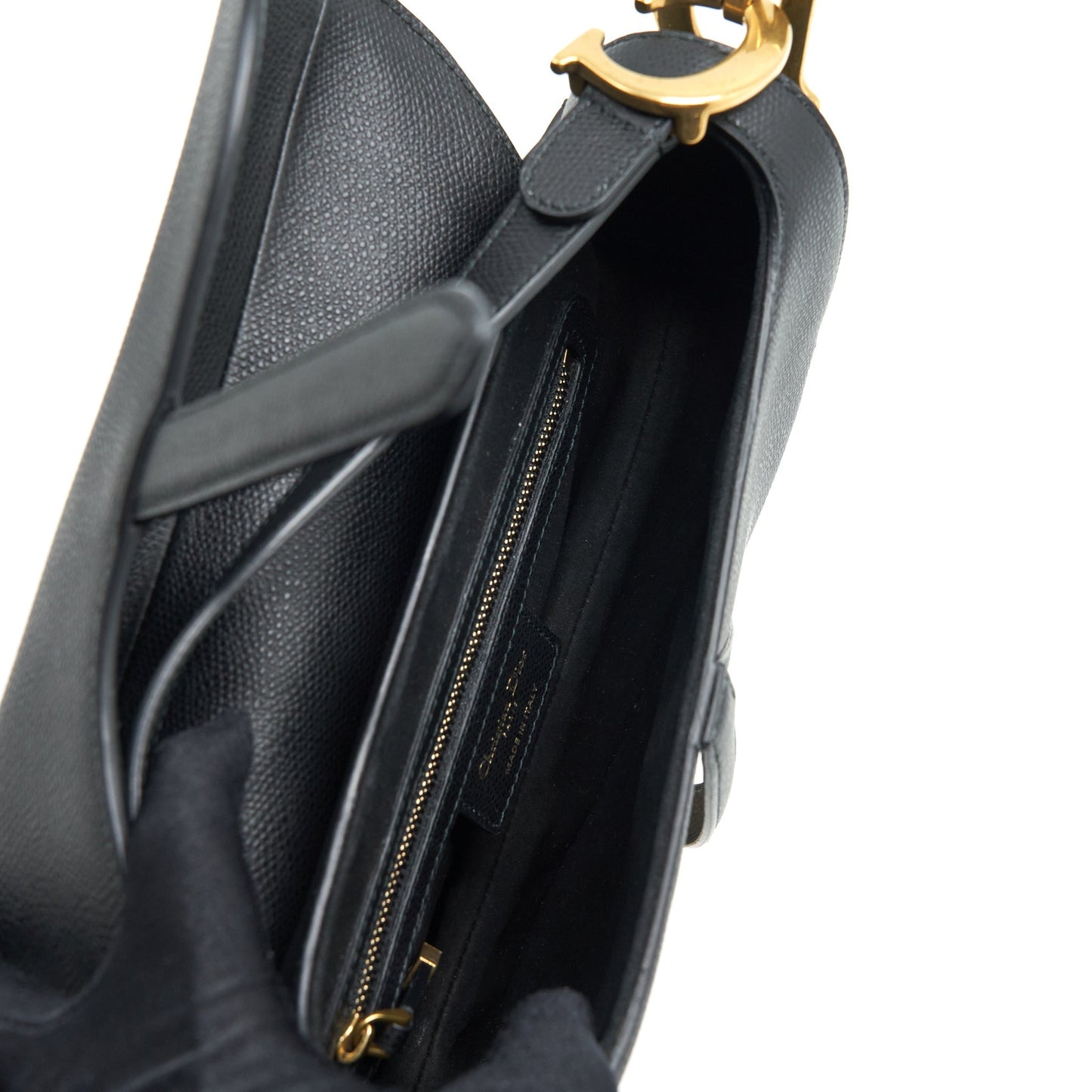 Dior Medium Saddle Purse Grained Calfskin Black