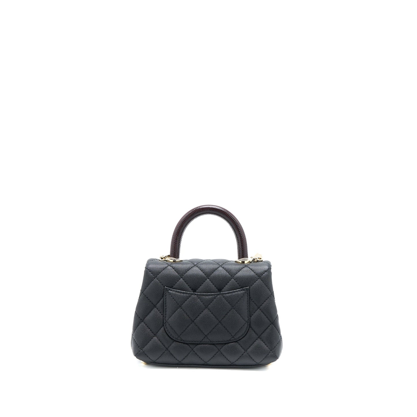 Chanel Mini Coco Handle Caviar Black/Burgundy Handle LGHW