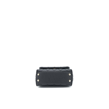 Chanel Mini Coco Handle Caviar Black/Burgundy Handle LGHW