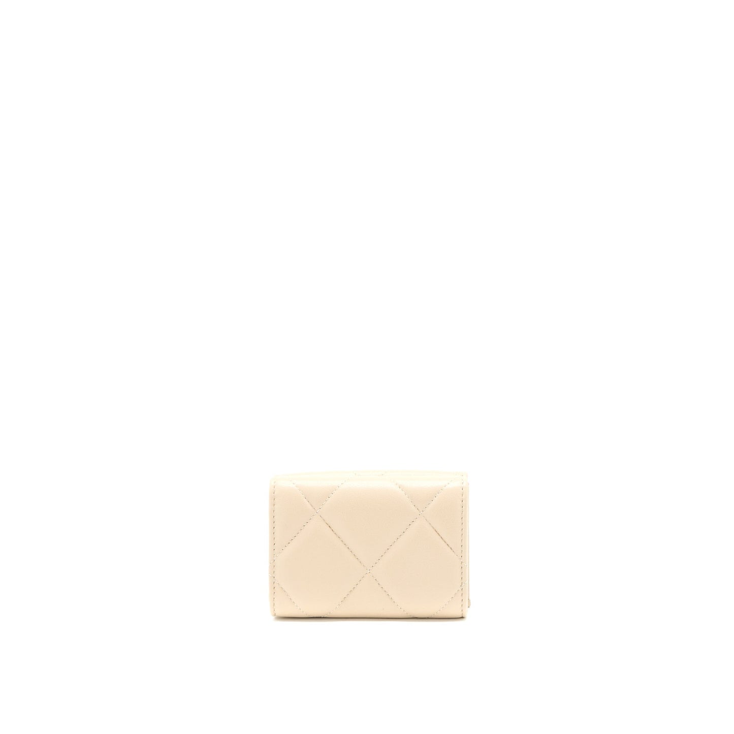 Chanel 19 Flap Compact Wallet Lambskin Beige GHW