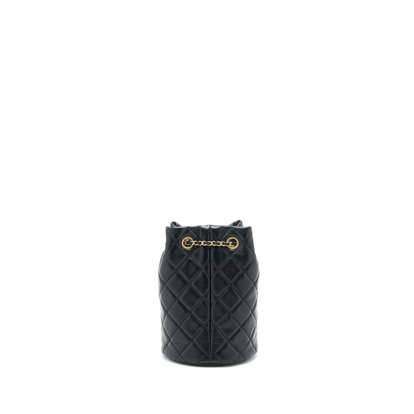 Chanel 22S Pearl Crush Bucket Bag Lambskin Black Brushed GHW (Microchip)