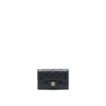 Chanel Classic Quilted Flap Card Holder Caviar Black GHW (Microchip)