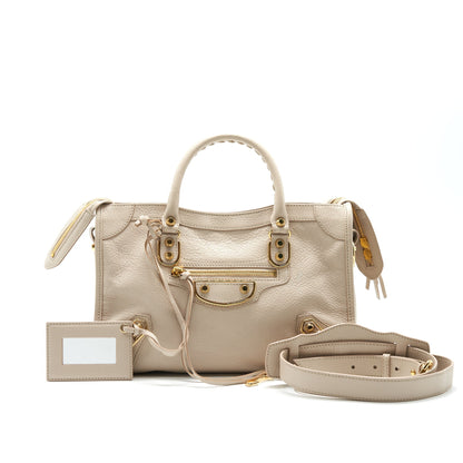 BALENCIAGA SMALL METALLIC BEIGE