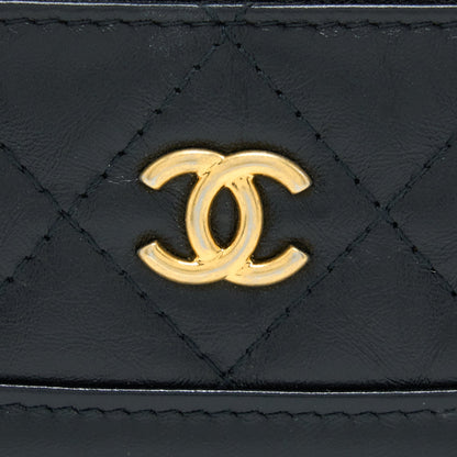 Chanel Gabrielle Card Holder Aged Calfskin Black GHW