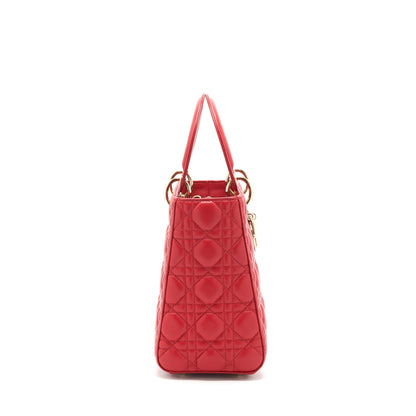 Dior medium lady dior lambskin red