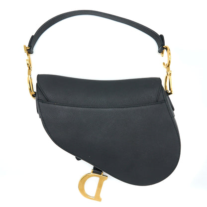 Dior Medium Saddle Purse Calfskin Black