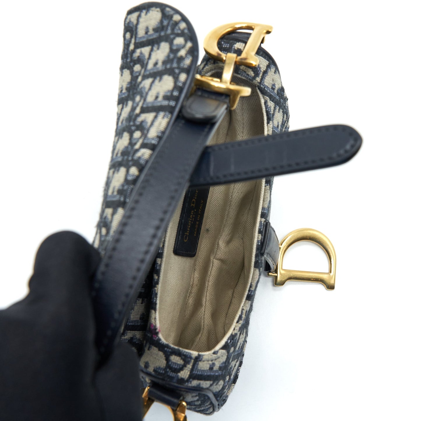 Dior Mini Saddle Blue Oblique