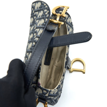 Dior Mini Saddle Blue Oblique