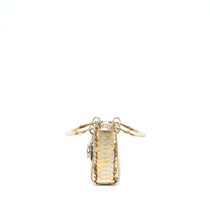 Dior Mini Lady Dior Python Gold/Beige
