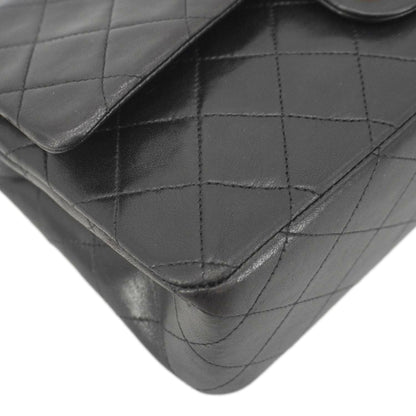 CHANEL Classic Flap Vintage Quilted Lambskin Leather Shoulder Bag Black