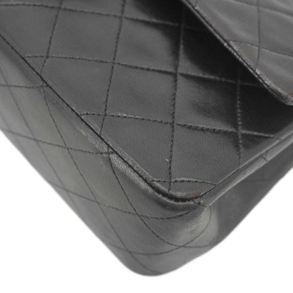 CHANEL Classic Flap Vintage Quilted Lambskin Leather Shoulder Bag Black