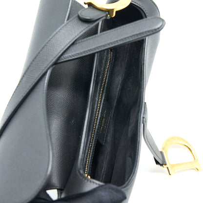 Dior Medium Saddle Purse Calfskin Black