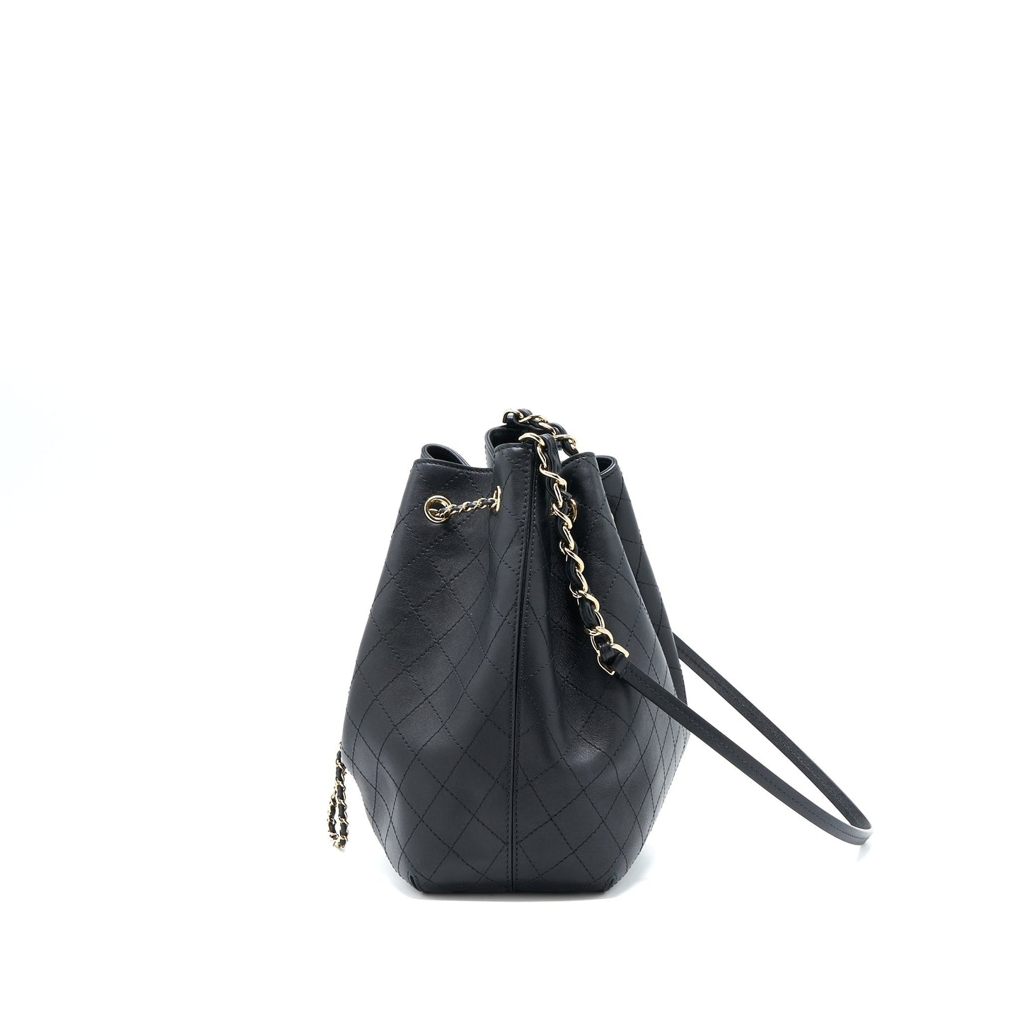 Chanel Drawstring Bucket Bag Calfskin Black LGHW