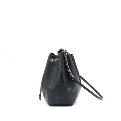 Chanel Drawstring Bucket Bag Calfskin Black LGHW