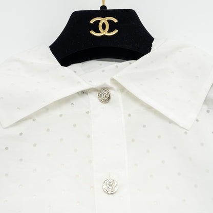 Chanel size 34 23S blouse shirt cotton white