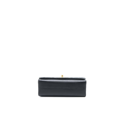 Chanel Seasonal Flap Bag Giant Chain Handle with Pearl Calfskin Black Brush GHW (Microchip)