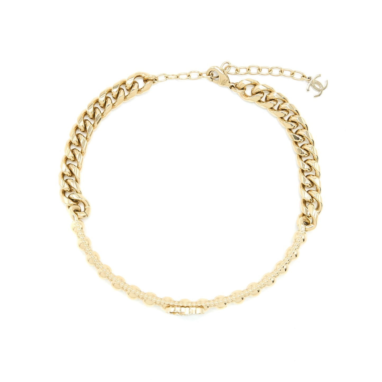 Chanel CC Logo Chain Chocker Crystal Light Gold Tone