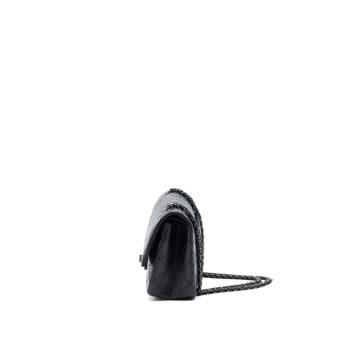 Chanel Small 2.55 Reissue Flap Bag Aged Calfskin So Black with Black Hardware (Microchip)