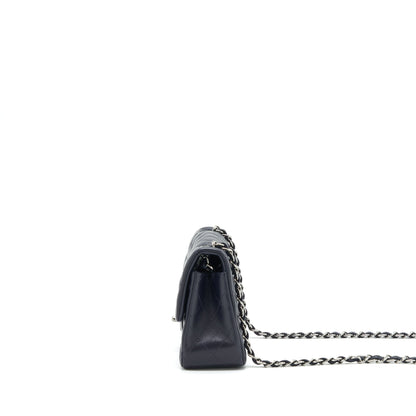 Chanel Mini Rectangular Lambskin Dark Purple Black Hardware