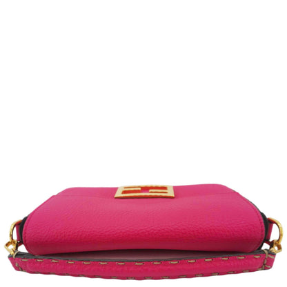 FENDI Selleria Cuoio Romano Leather Baguette Crossbody Bag Pink