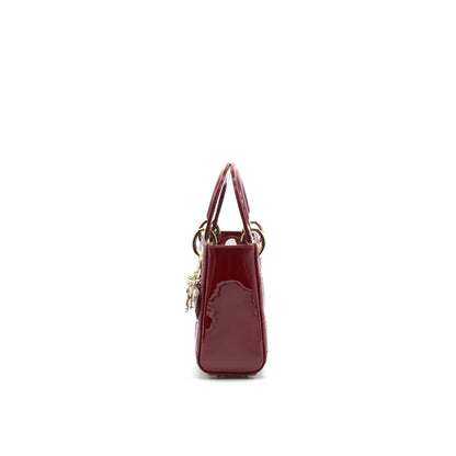 Dior mini lady Dior Patent leather Red with LGHW