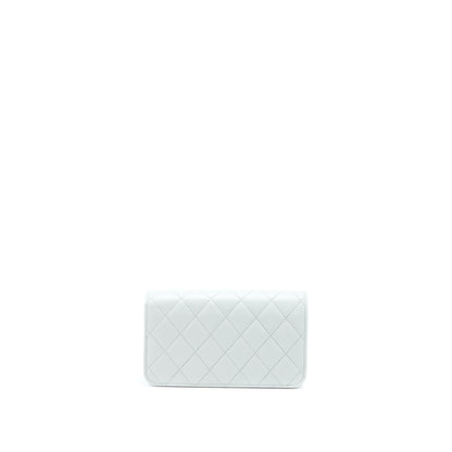 Chanel 23C Pearl Crush Mini Flap Bag Lambskin Light Grey Brushed GHW (Microchip)