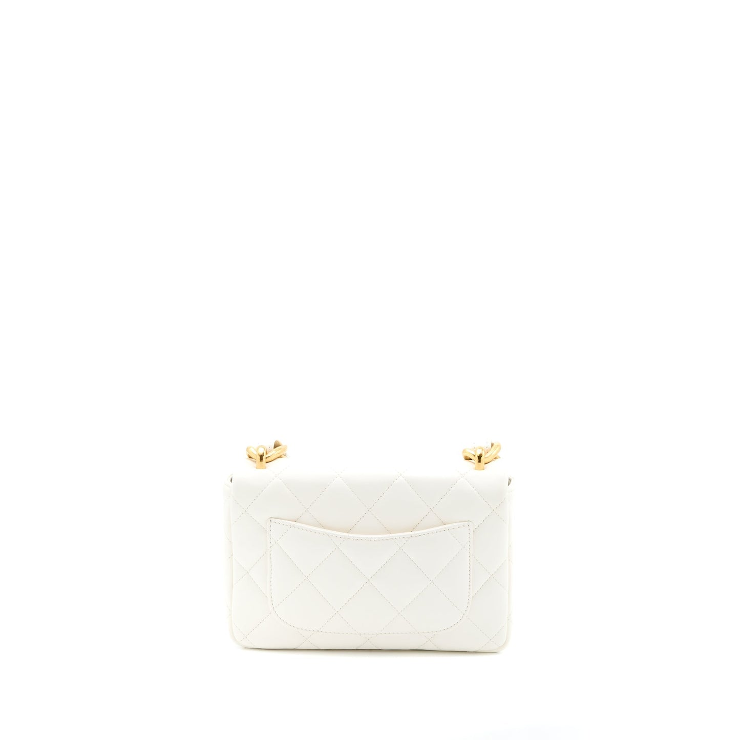 Chanel 22S Giant Chain Flap Shoulder Bag Lambskin White Brushed GHW (Microchip)